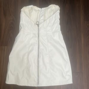 white/cream tight fitted, strapless dress